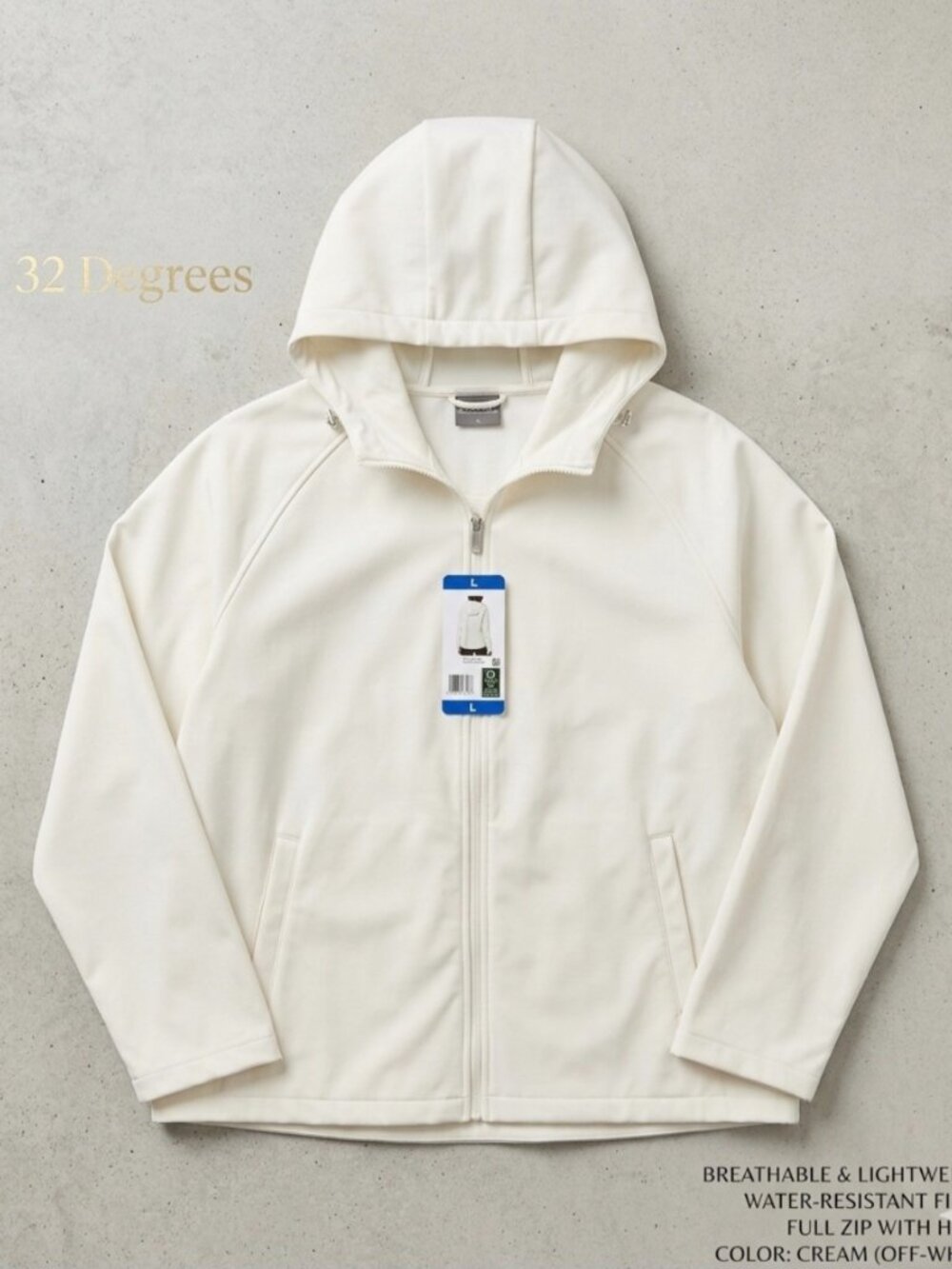 NWT 32 Degrees Heat Women's Hooded Softshell Jacket Full Zip White L